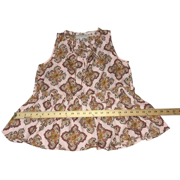 LOFT Pink Peplum Sleeveless Floral Paisley Top - Women’s XS - Picture 4 of 11